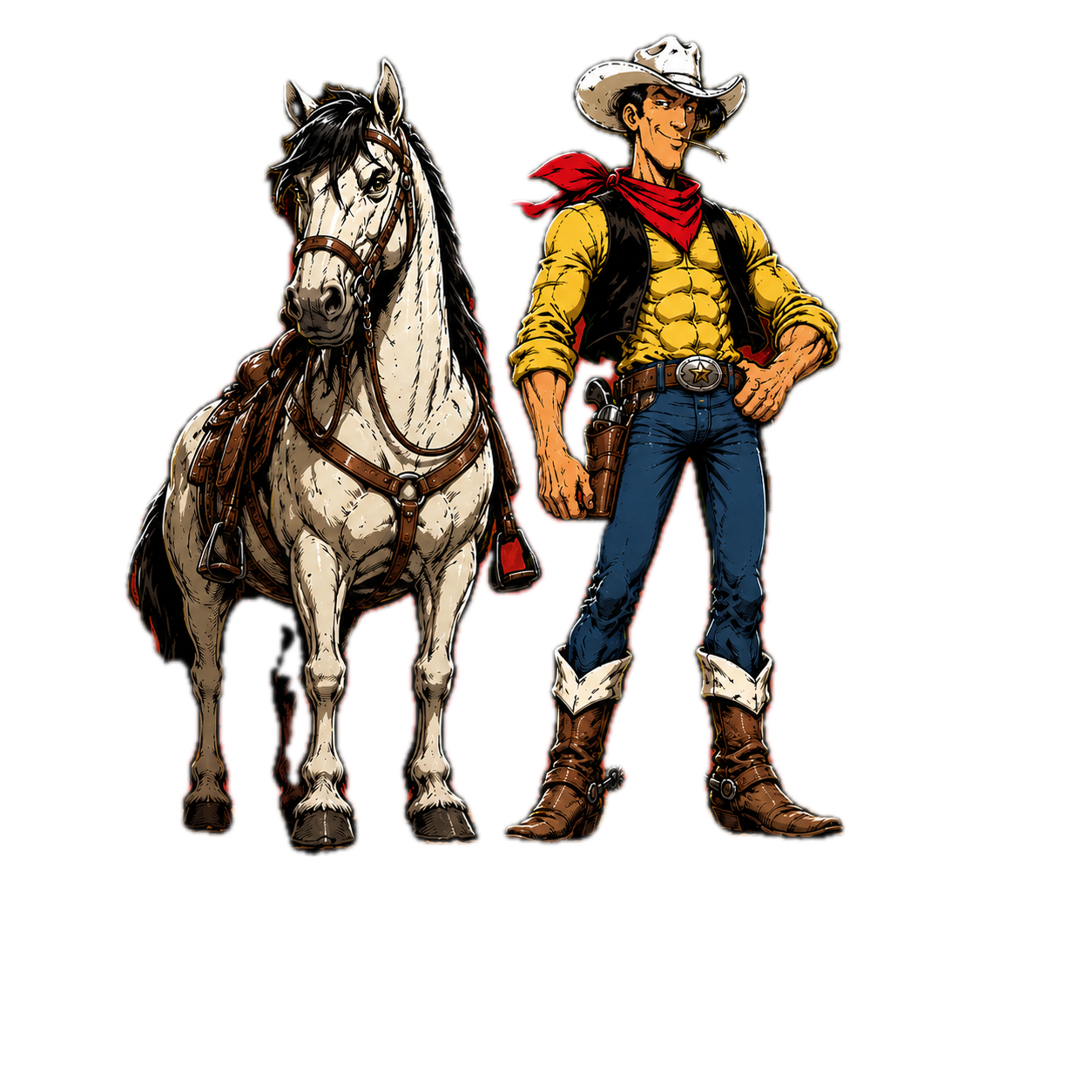 Lucky Duke and his horse
